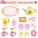Ranqibo Wooden Tea Sets for Toddlers 35 Tea Party Set for Little Girls 46 Toddler Tea Set with Teacups Dessert Food Items and Tray Birthday Gift for Kids Aged 36 - Image 4