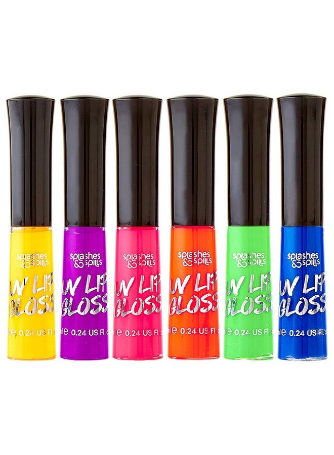 splashes & spills UV Blacklight Lip Gloss - 6 Color Variety Pack, 3.7g - Day or Night Stage, Clubbing or Costume Makeup - Image 1