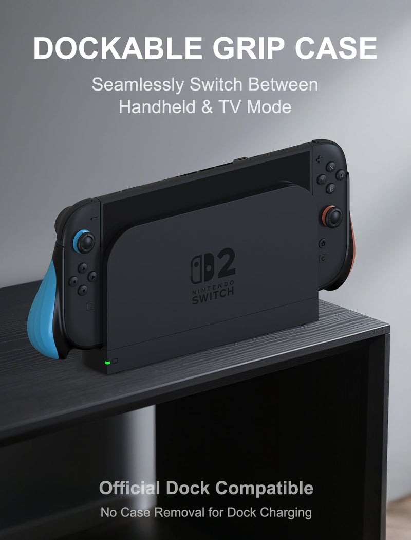 JUSPRO Dockable Grip Case for Nintendo Switch 2, Ergonomic Handheld Protective Cover Accessories with Quick-Release Joy-Con Design - Image 3