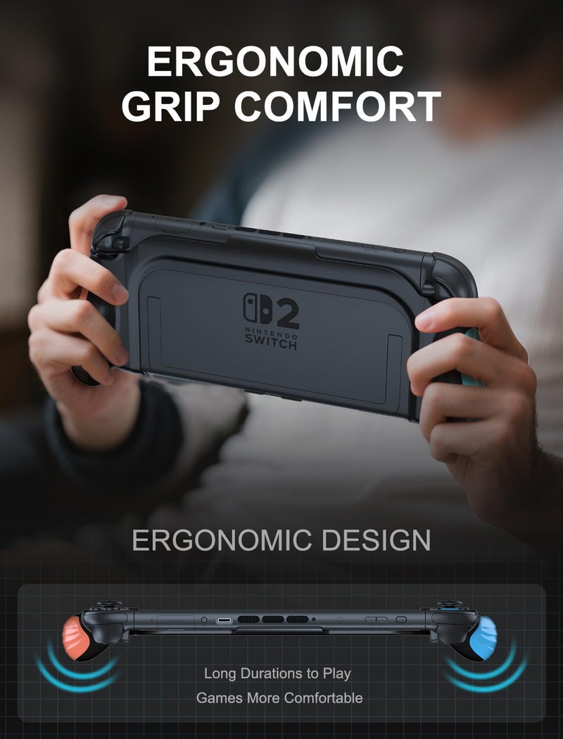 JUSPRO Dockable Grip Case for Nintendo Switch 2, Ergonomic Handheld Protective Cover Accessories with Quick-Release Joy-Con Design - Image 5