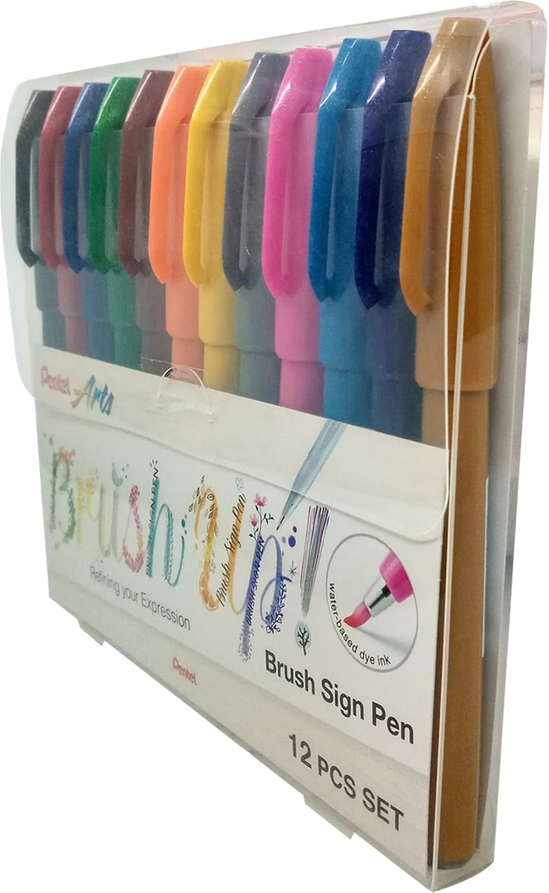 Pentel Brush Sign Pen Set of 12 Colors - Image 2
