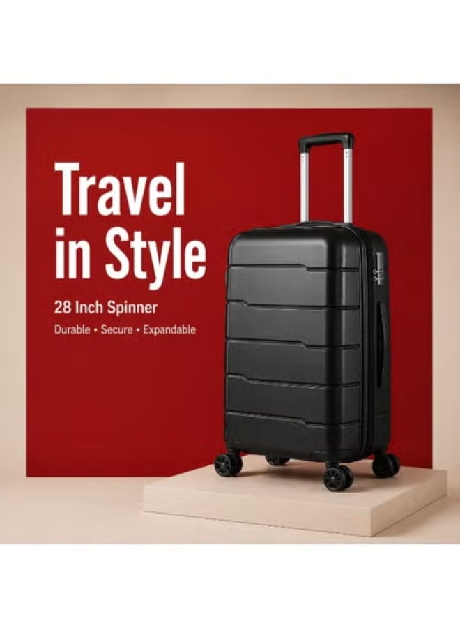 28 Inch Expandable Travel Luggage Trolley Bag, Hardshell Suitcase with Four Wheels and Safety Lock, Original Polypropylene Material, 2-Year Warranty - Image 1