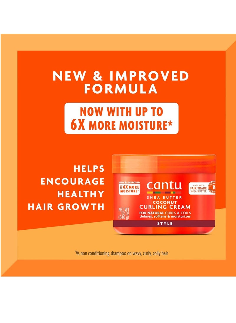 Cantu Coconut Curling Cream for Natural Hair 12 oz (Pack of 2) & Leave-In Conditioning Repair Cream with Argan Oil 16 oz Bundle - Image 2
