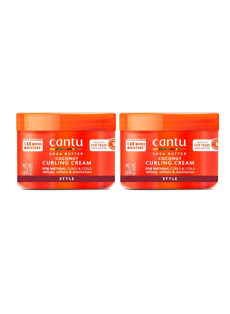 Cantu Coconut Curling Cream for Natural Hair 12 oz (Pack of 2) & Leave-In Conditioning Repair Cream with Argan Oil 16 oz Bundle - Image 4