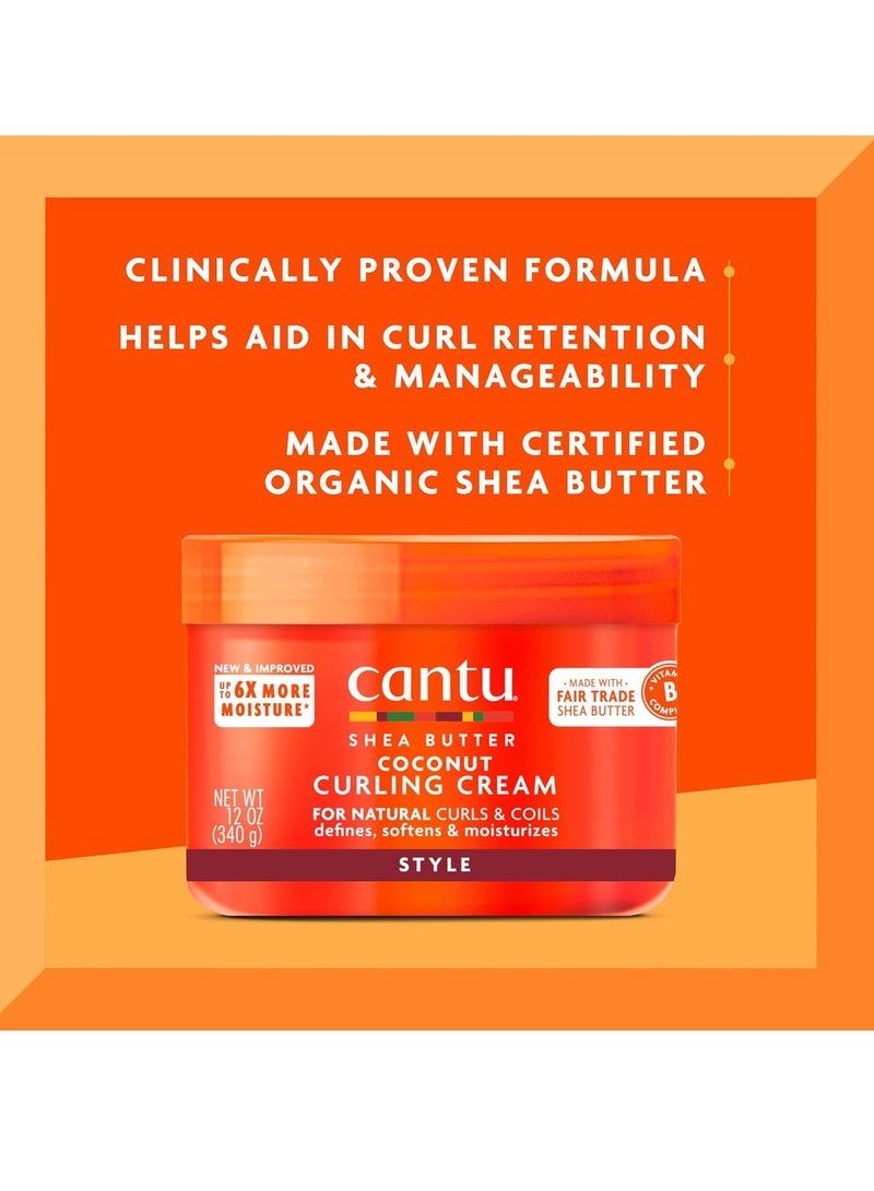 Cantu Coconut Curling Cream for Natural Hair 12 oz (Pack of 2) & Leave-In Conditioning Repair Cream with Argan Oil 16 oz Bundle - Image 3