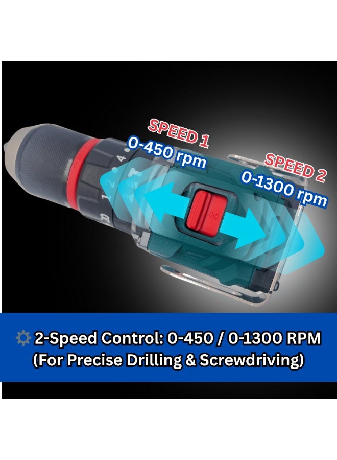 BONAI 88VF Waterproof Cordless Brushless Impact Drill, 2-Speed Power Driver, 50-60N.m Torque, 13mm Chuck, Reversible Electric Screwdriver Kit – Model BN-HK68 - Image 5