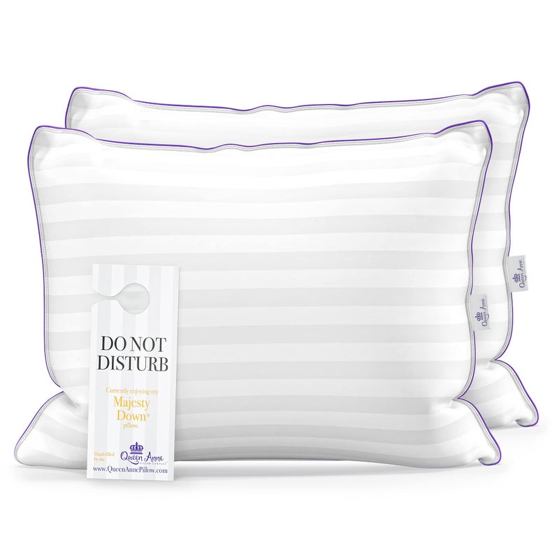 Queen Anne Luxury Hotel Pillows  Two Pack 2  Majesty Down  Synthetic Down Alternative  Allergy Free Hypoallergenic Bed Pillows  Made in USA Queen Firm