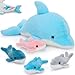 Tezituor Dolphin Stuffed Animal with 4 Babies 205 Large Dolphin Plush Toy Realistic Ocean Stuffed Animals Soft Plushies Home Decor Christmas Birthday Gifts for Boys Girls Kids - Image 2