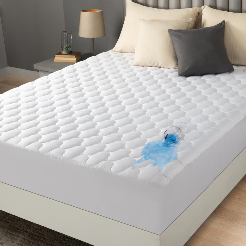 Utopia Bedding Waterproof Mattress Protector Full Mattress Pad Quilted Fitted Cover Stretches up to 16 Inches Deep White