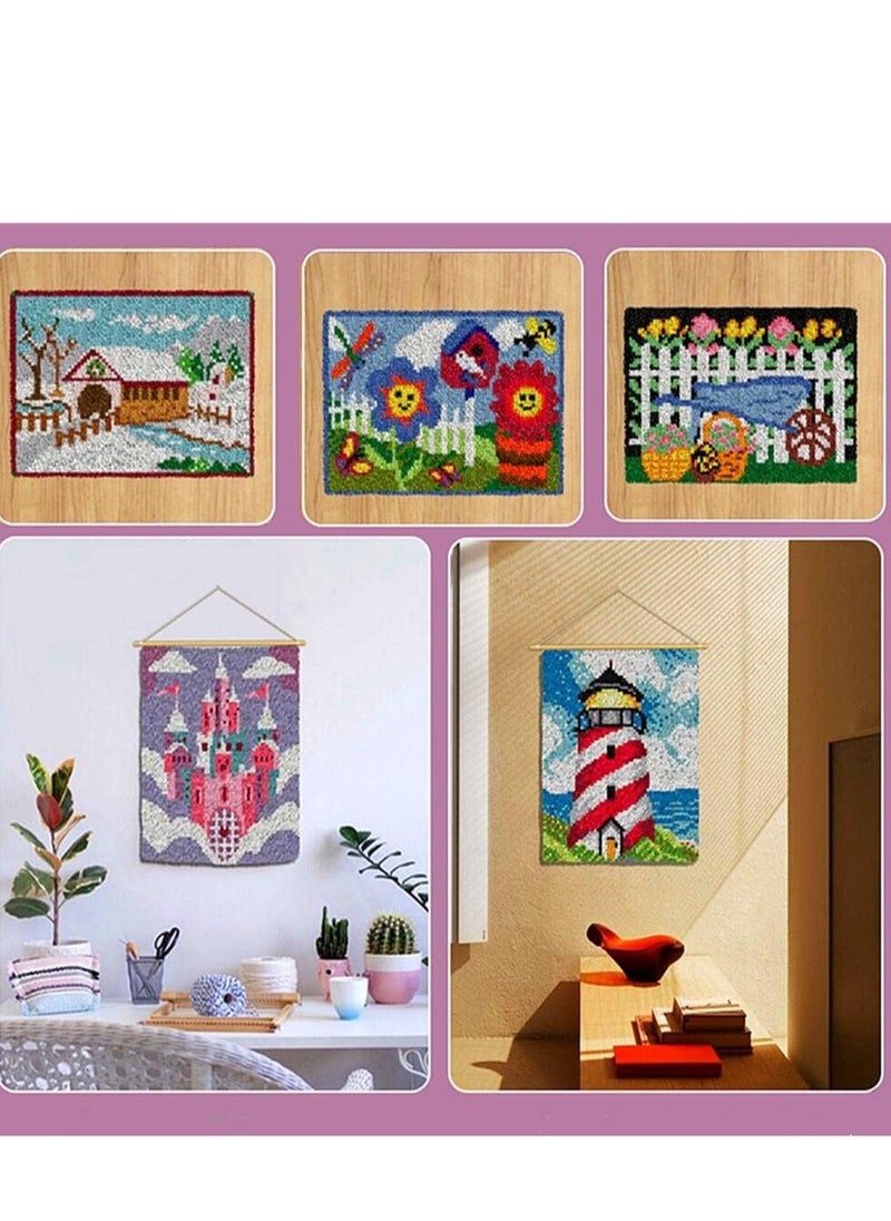 Loquat DIY Latch Hook Kits Rug Embroidery Carpet Set with Crochet Needlework Crafts Shaggy Latch Kits for Adults/Kids Home Decoration  - Image 2