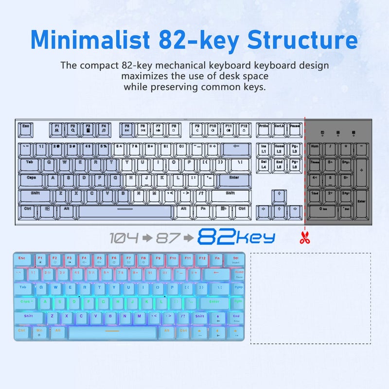 LexonElec Gaming Mechanical Keyboard Wired USB Metal Mechanical Blue Switch Computer Gaming Keyboard with Rainbow LED Backlit for Computer Gamers(Blue) - Image 5