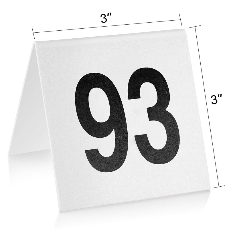 New Star Foodservice 27617 Stainless Steel Tent Style Table Number Card (White 76-100 (3" x 3")) - Image 2