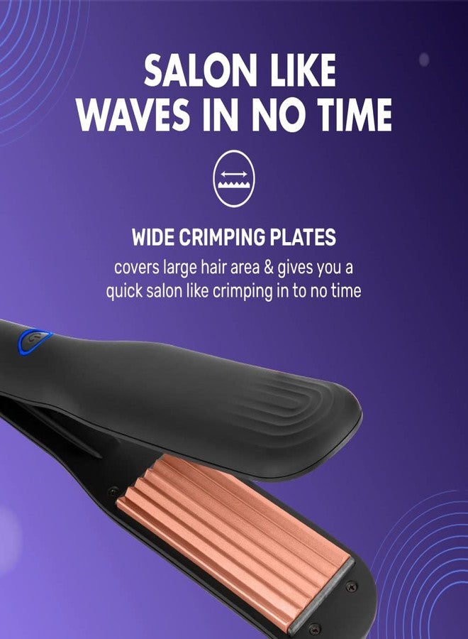 Syska HCM100 SalonFinish Hair Crimper With Cermaic Coating, Wide Plate & PTC Heating Technology (Black) - Image 4