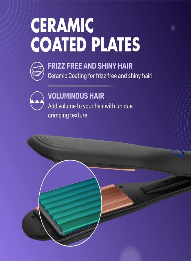 Syska HCM100 SalonFinish Hair Crimper With Cermaic Coating, Wide Plate & PTC Heating Technology (Black) - Image 2