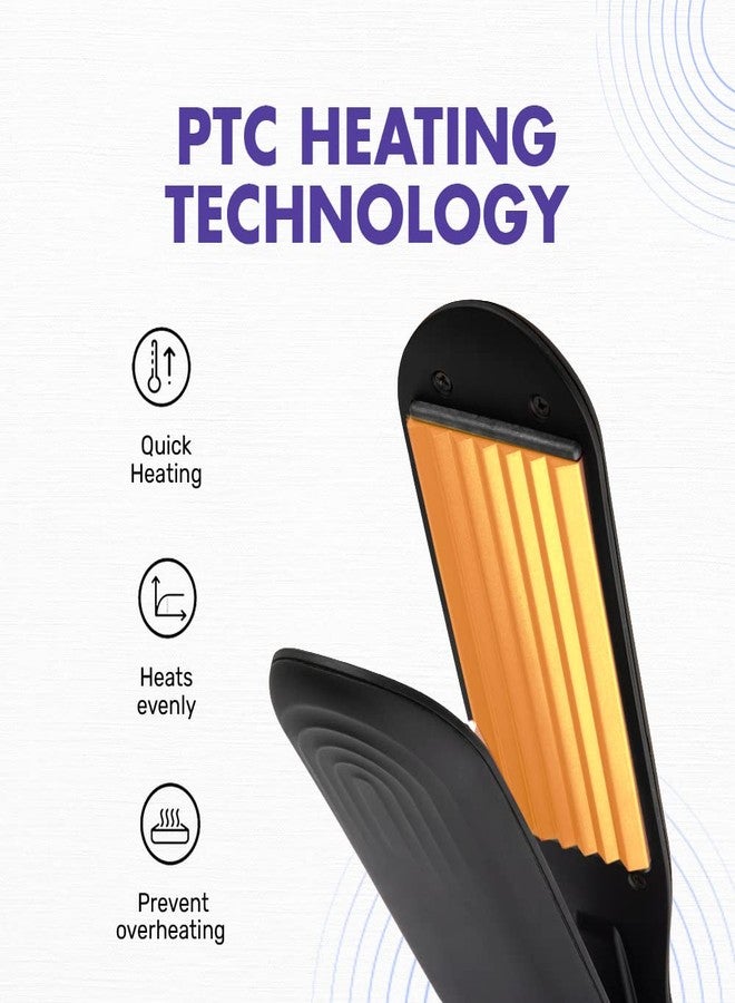 Syska HCM100 SalonFinish Hair Crimper With Cermaic Coating, Wide Plate & PTC Heating Technology (Black) - Image 3