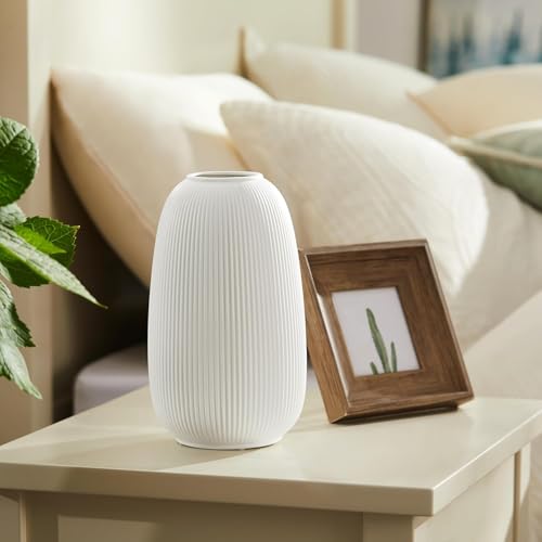 RONDURE 9.5" Modern Ceramic Table Lamp, Fully Dimmable Modern Bedside Lamps for Bedroom, Living Room and Nightstand, White Translucent Ceramic Shade, Warm Ambient Lighting, Corded, Bulb Included - Image 4