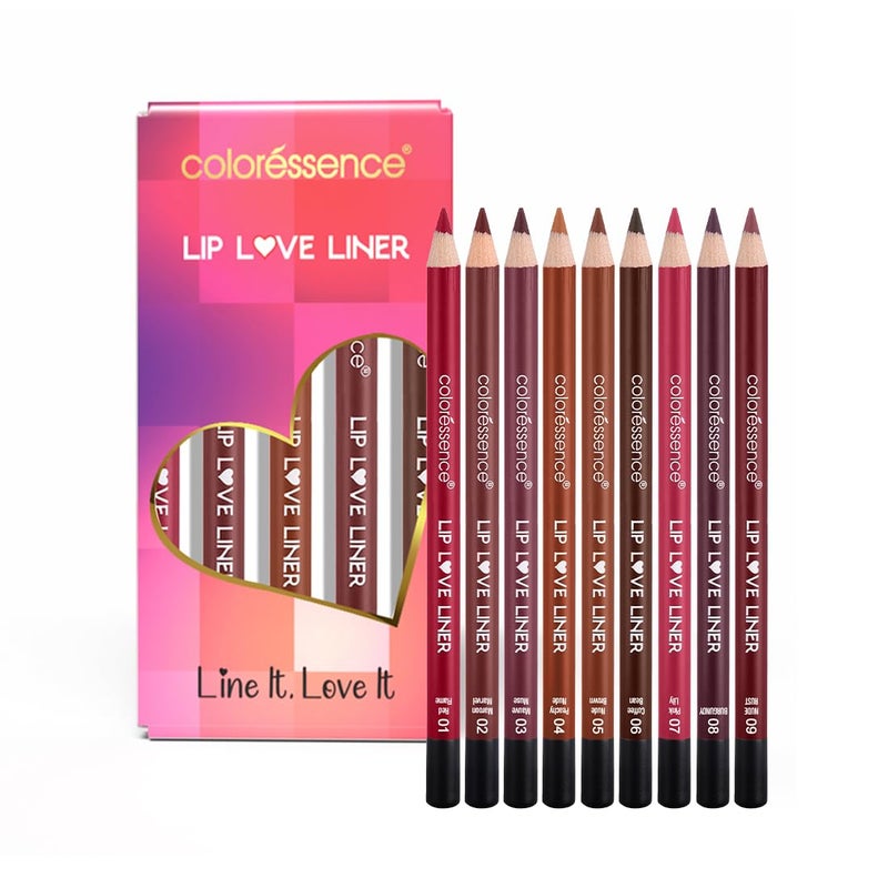 Coloressence مجموعة حب كولوريسنس تتكون من 9 أقلام تحديد شفاه ومبراة مجانية متعددة المات - Image 1