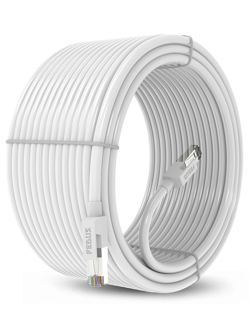 FEDUS Cat6 Ethernet Cable, 10M High Speed 550MHZ / 10 Gigabit Speed UTP LAN Cable, Network Cable Internet Cable RJ45 Cable LAN Wire, Patch Computer Cord Gigabit Category 6 Wires for Modem,WHITE - Image 1