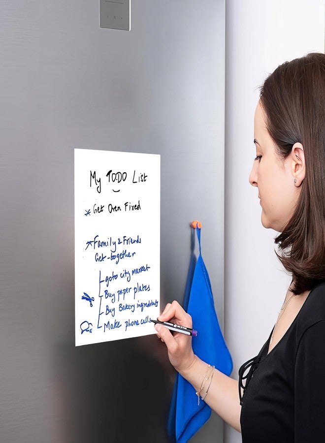WallDesign Magnetic Whiteboard Sheet 23x30cm (9x12in) – Dry Erase Fridge Memo Board, Flexible Writing Film with Marker Pen for Kitchen, Office, Metal Wardrobe, Grocery & to-Do List - Image 1