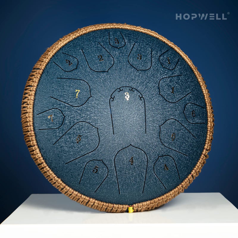 HOPWELL درام لسان ستيل هوبويل - 14 بوصة 15 نوتة - درام بان يدوي مع كتاب موسيقي، مطارق درام بان وحقيبة حمل، دو ماجور (أزرق داكن) - Image 2