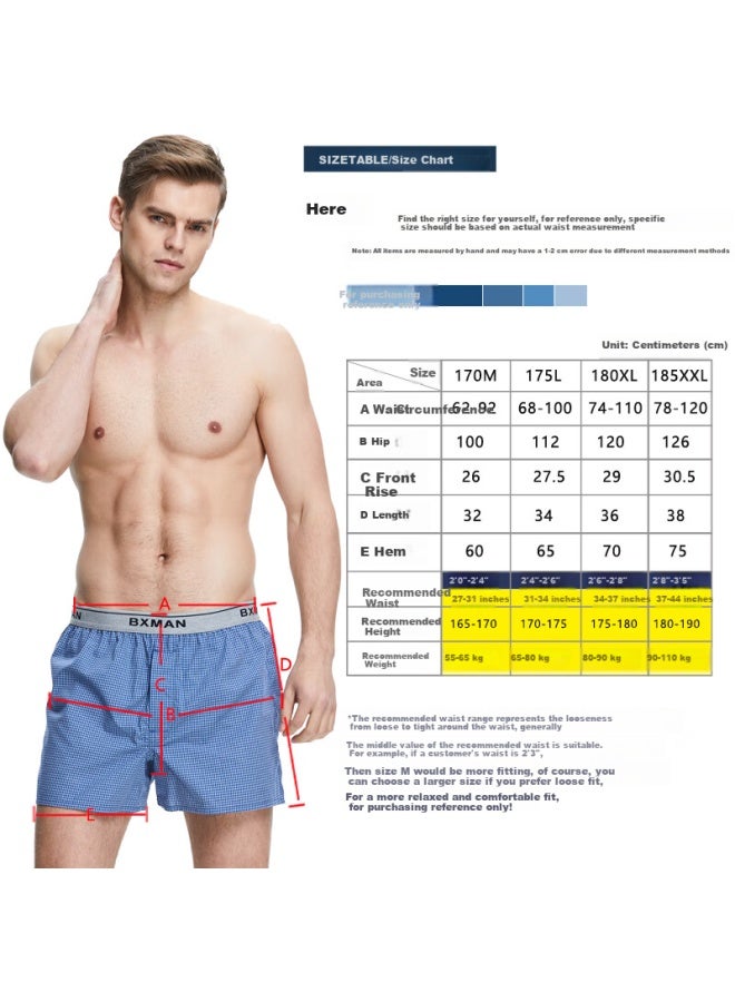 Bxman Loose-fit Men's Underwear Men's Boxer Briefs Pure Cotton Twill Aro Pants Sleep Pants 3-pack Ew212223 175l - Image 4