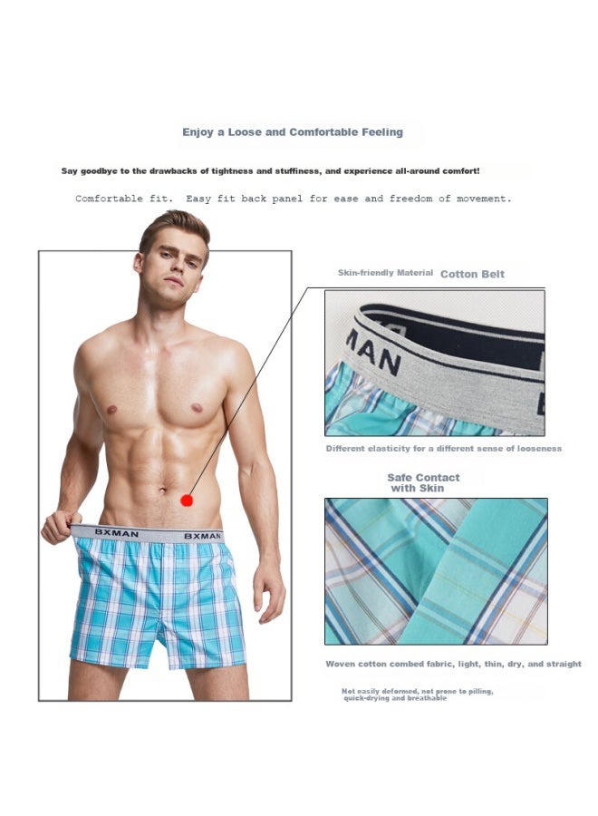 Bxman Loose-fit Men's Underwear Men's Boxer Briefs Pure Cotton Twill Aro Pants Sleep Pants 3-pack Ew212223 175l - Image 5