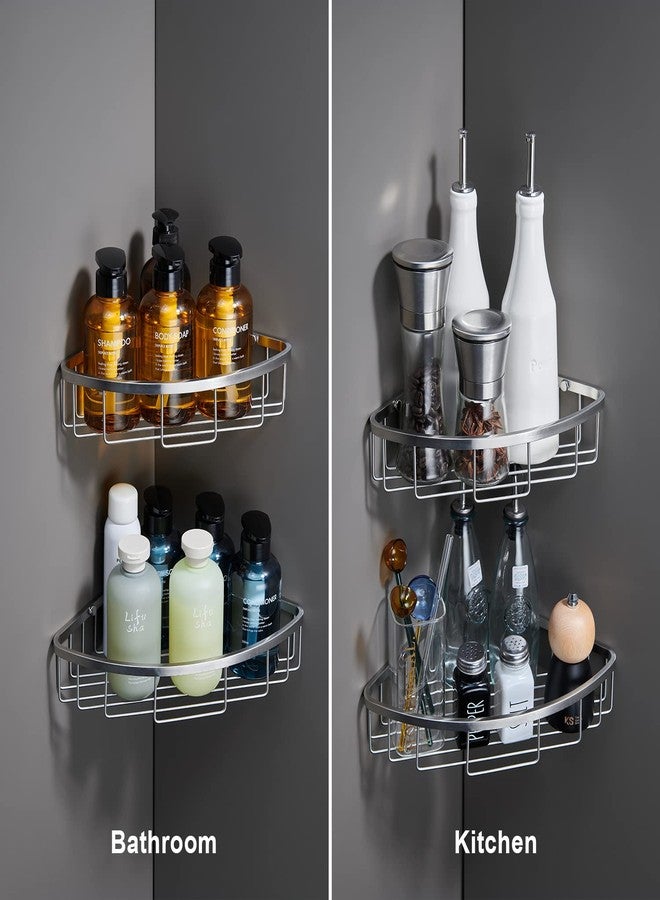 GORDEE [2 Pack] Corner Shower Caddy Organizer, SUS304 Stainless Steel Heavy Duty Rust-Proof Shelf Shampoo Holder, Wall Mounted Storage Rack for Bathroom Kitchen, Brushed Nickel - Image 4