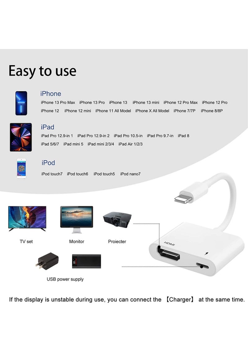 HDMI Adapter for iPhone to TV,iPad to HDMI,1080P HD Digital AV Adapter(No Need Power) Video & Audio Sync Screen Connector Compatibility with iPhone 14/13/12/11/X/8/iPad/to HDTV,Projector, Monitor.  - Image 3