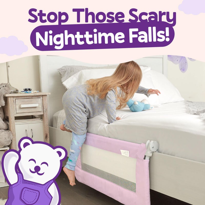 ComfyBumpy سياج سرير كومفي بامبي للأطفال | سياج سرير للأطفال، حجم توأم، كامل، كوين وكينغ - سياج سرير قابل للتعديل للأطفال - سياج سرير جانبي للأطفال قابل للطي - وردي، عادي (35.5" × 19.5")، عبوة من 1 - Image 2