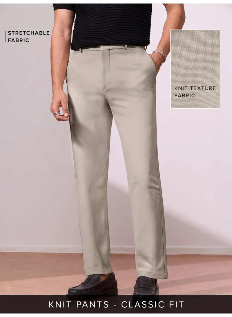 The Souled Store Men Light Khaki Solid Regular Fit All-Day Pants