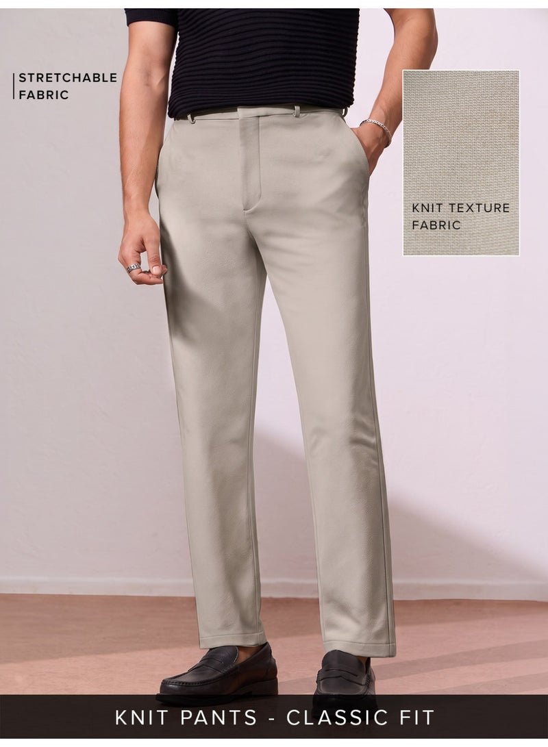 The Souled Store Men Light Khaki Solid Regular Fit All-Day Pants - Image 1