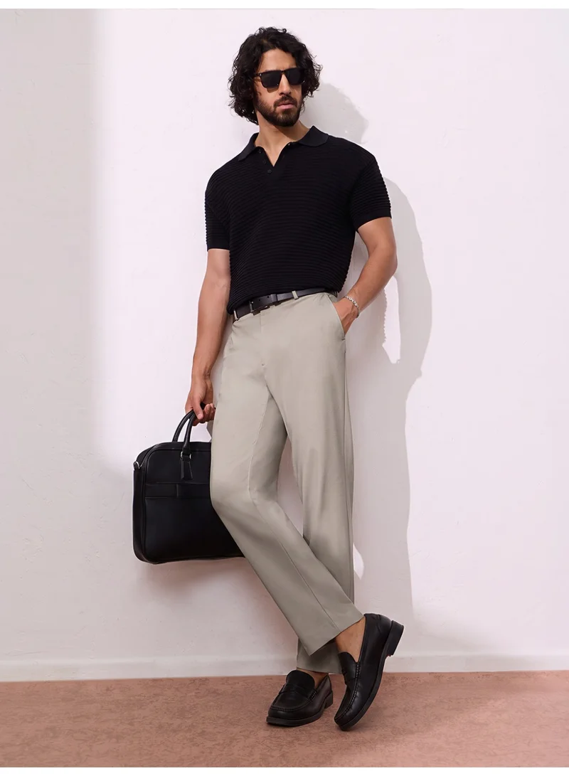 The Souled Store The Souled Store Men Light Khaki Solid Regular Fit All-Day Pants