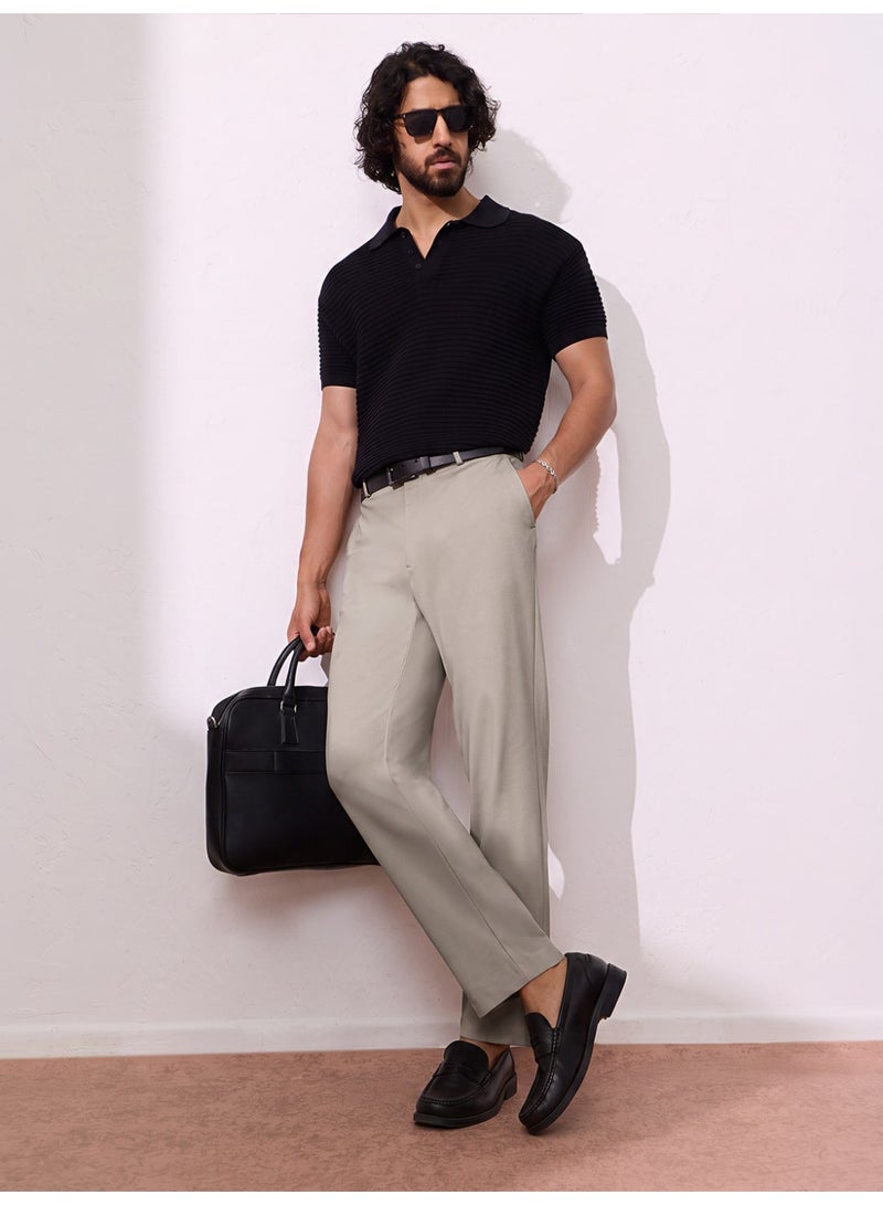 The Souled Store Men Light Khaki Solid Regular Fit All-Day Pants - Image 2