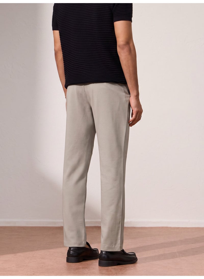 The Souled Store Men Light Khaki Solid Regular Fit All-Day Pants - Image 4