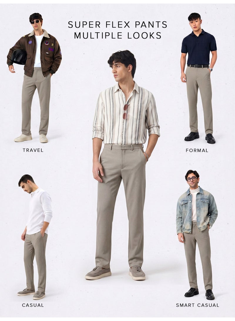 The Souled Store Men Light Khaki Solid Regular Fit All-Day Pants - Image 5