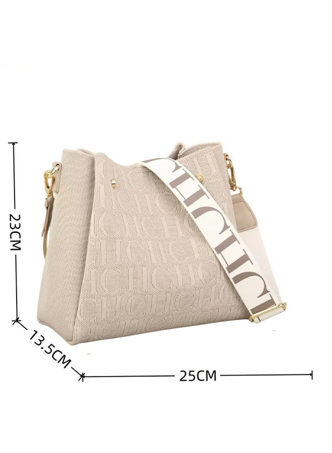 CH CH CHCH Classic Retro New Solid Color Letter Design Women's Shoulder Bag Fashion Party Multifunctional Occasion Handbag Khaki - Image 5