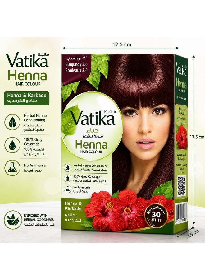 Vatika Henna Hair Colour (Burgundy 3.6) With Henna & Karkade 60g - Image 3