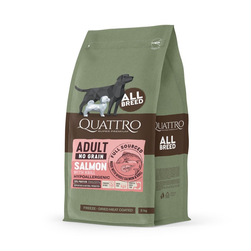 Quattro Super Premium Sensitive Dog Food - Salmon & Krill, 3 kg - Image 1