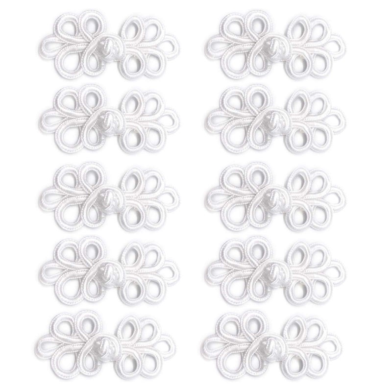 WiYould WiYould 10 Pairs Chinese Knots Frog Buttons Closure Knots Sewing Buttons Fasteners for Cheongsam Tang Suit Scarf Cardigan Sweater Cloak Coats Costumes Outfit SewingWhite W5