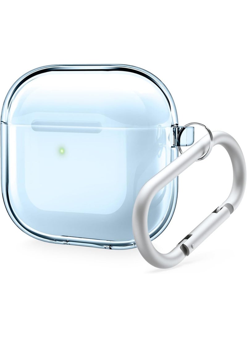 elago Clear Hang compatible with AirPods 4 case cover (2024) with Carabiner - Aqua Blue - Image 1