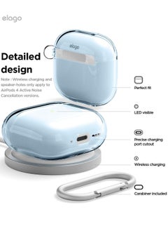 Elago elago Clear Hang compatible with AirPods 4 case cover (2024) with Carabiner - Aqua Blue  - Image 5