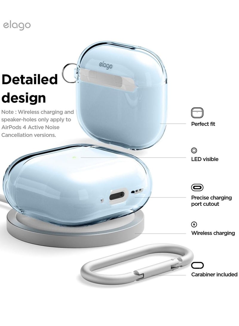 elago Clear Hang compatible with AirPods 4 case cover (2024) with Carabiner - Aqua Blue - Image 5