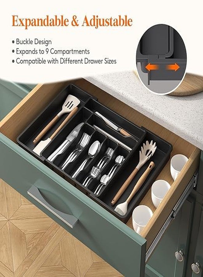 MITVIK Expandable Silverware Drawer Organizer – Adjustable Utensil Tray for Kitchen, BPA-Free Cutlery Holder for Spoons, Forks & Knives, Large Plastic Flatware Storage (8-Slots) - Image 2
