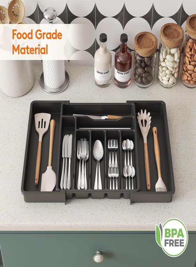 MITVIK Expandable Silverware Drawer Organizer – Adjustable Utensil Tray for Kitchen, BPA-Free Cutlery Holder for Spoons, Forks & Knives, Large Plastic Flatware Storage (8-Slots) - Image 4