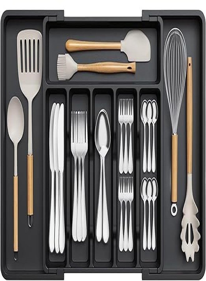 MITVIK Expandable Silverware Drawer Organizer – Adjustable Utensil Tray for Kitchen, BPA-Free Cutlery Holder for Spoons, Forks & Knives, Large Plastic Flatware Storage (8-Slots) - Image 1