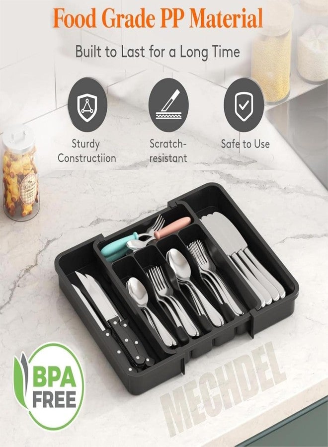 MITVIK Expandable Silverware Drawer Organizer – Adjustable Utensil Tray for Kitchen, BPA-Free Cutlery Holder for Spoons, Forks & Knives, Large Plastic Flatware Storage (8-Slots) - Image 3