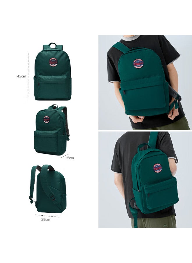 Skechers Women's Backpack American Retro Lightweight Travel Laptop Bag Men's High School Student Schoolbag Dark Green