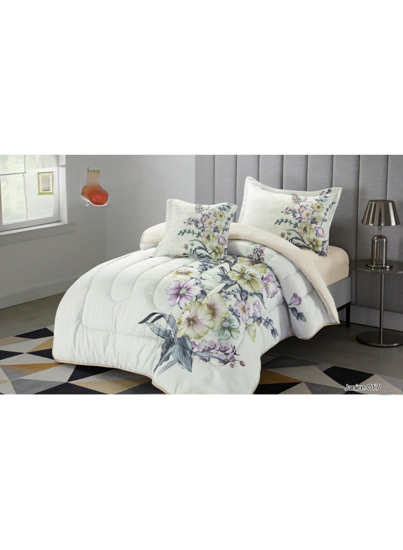 A soft, medium-fill 4-piece children's quilt and bedding set for boys and girls, featuring a modern print and double-sided stitching; soft and breathable.