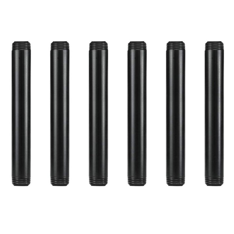 GeilSpace 6 Pack 1/2" Ã— 6" Pre-Cut Black Metal Pipe, Industrial Steel Fits Standard Half Inch Black Threaded Pipes and Fittings - Vintage DIY Industrial Shelving (1/2" Ã— 6")