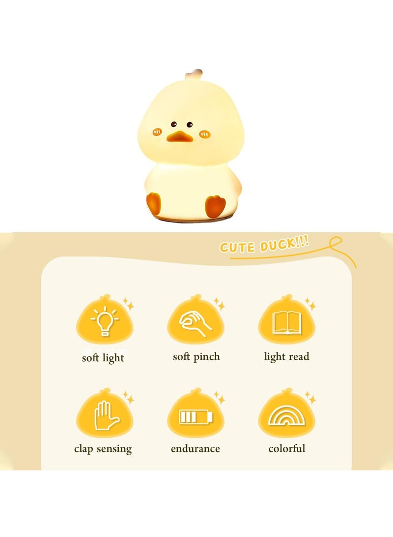 milkyway Duck Night Light, Cute Night Light for Kids 7 Colors Dimmable Silicone  , LED Squishy Novelty Lamp Rechargeable Nightlights Baby Toddler Gift Room Decor,Ideal Funny Gifts - Image 4